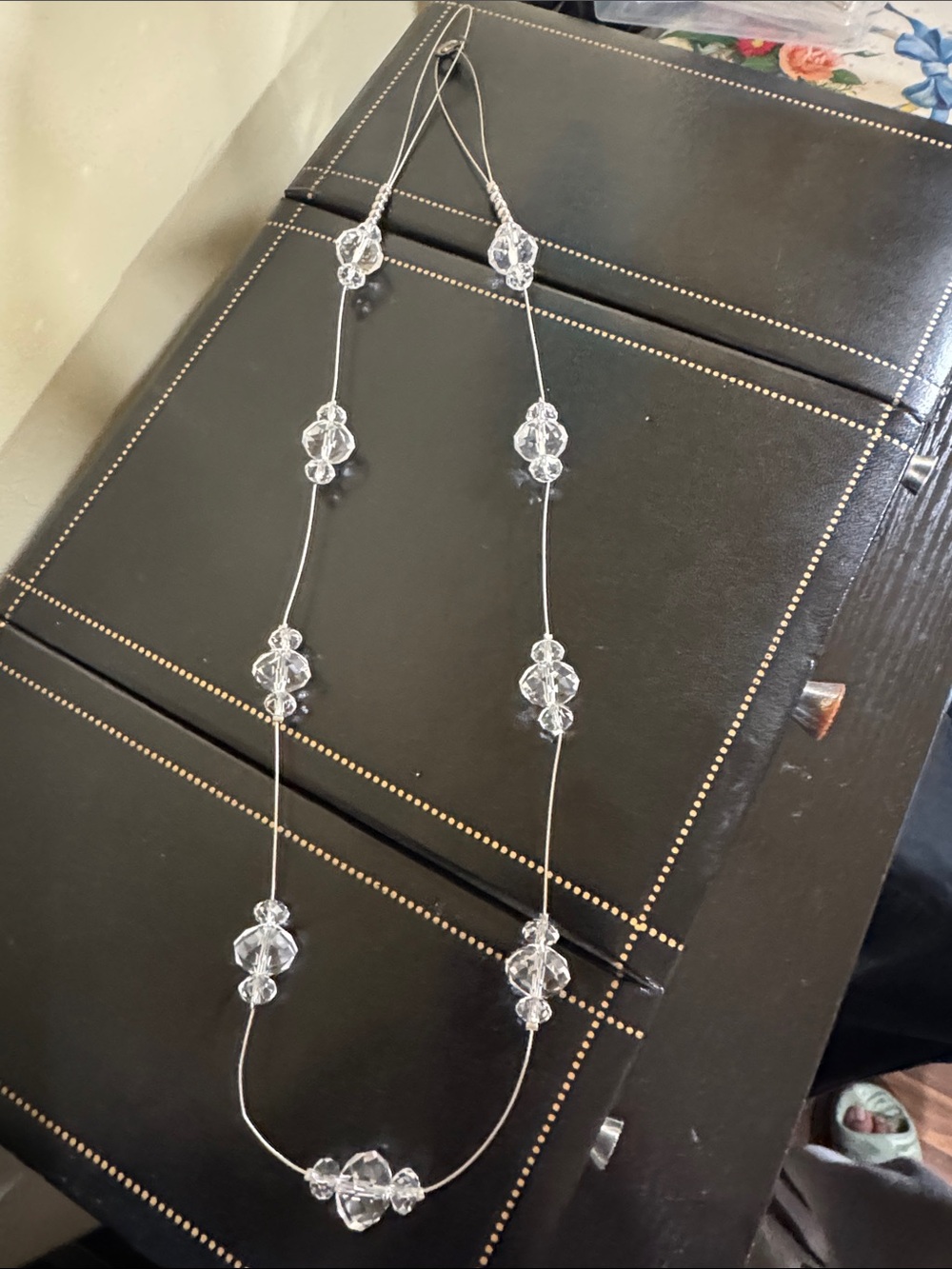 Crystal Bead Long Necklace - Clear